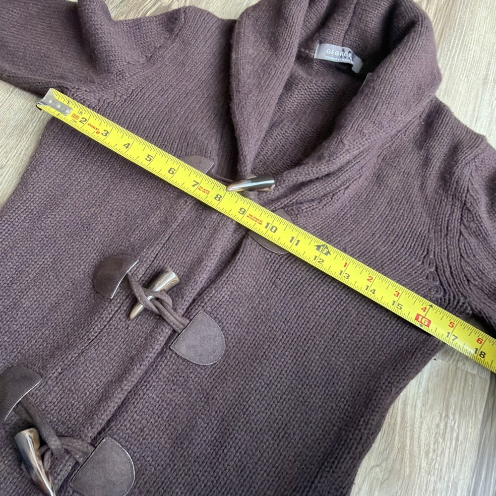 Vintage Y2K 2 Pocket Toggle Knit Long Cardigan Sweater Brown Cozy Modest XS - Picture 4 of 5